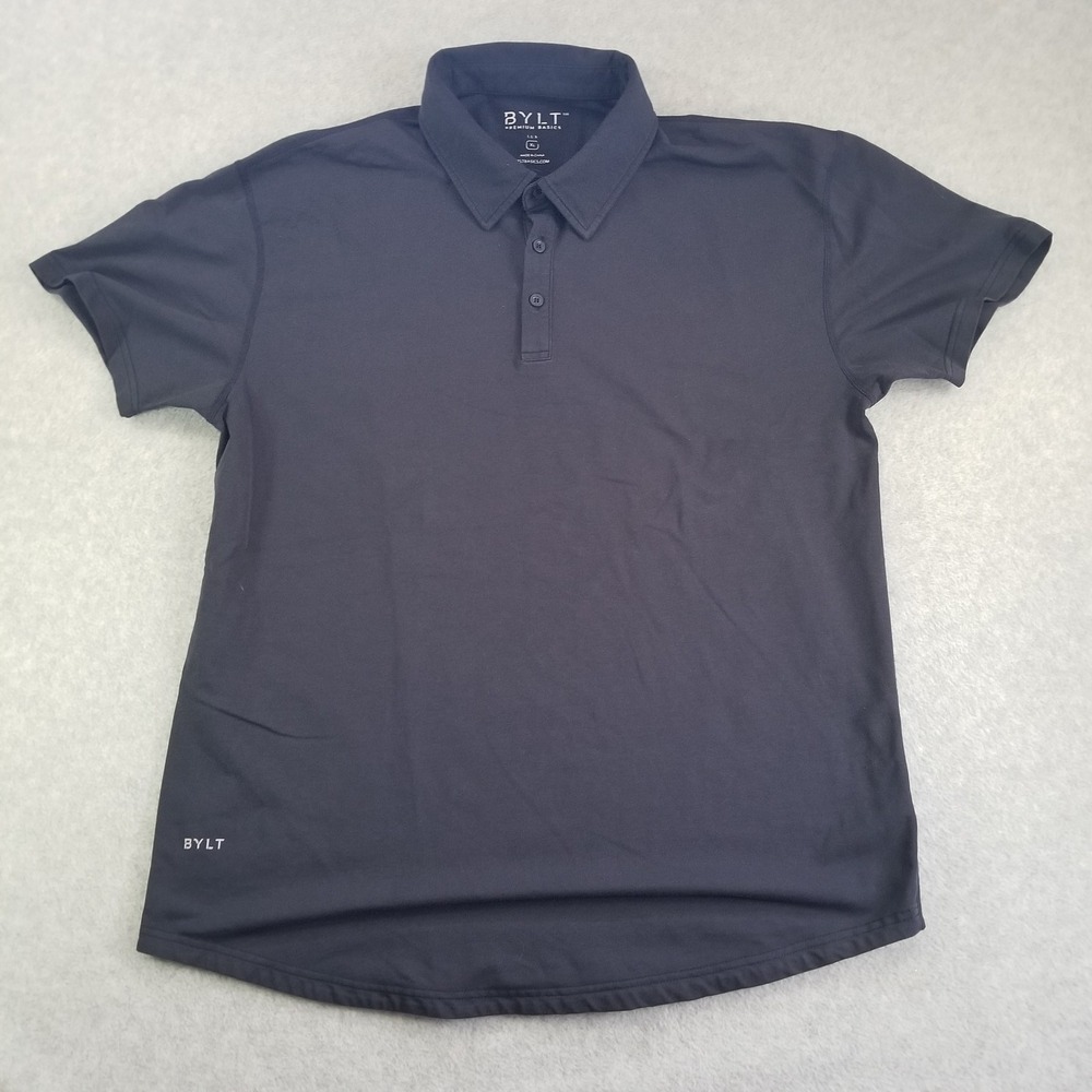 BYLT Premium Basics Lux Polo Shirt Mens XL Black Short Sleeve Breathable